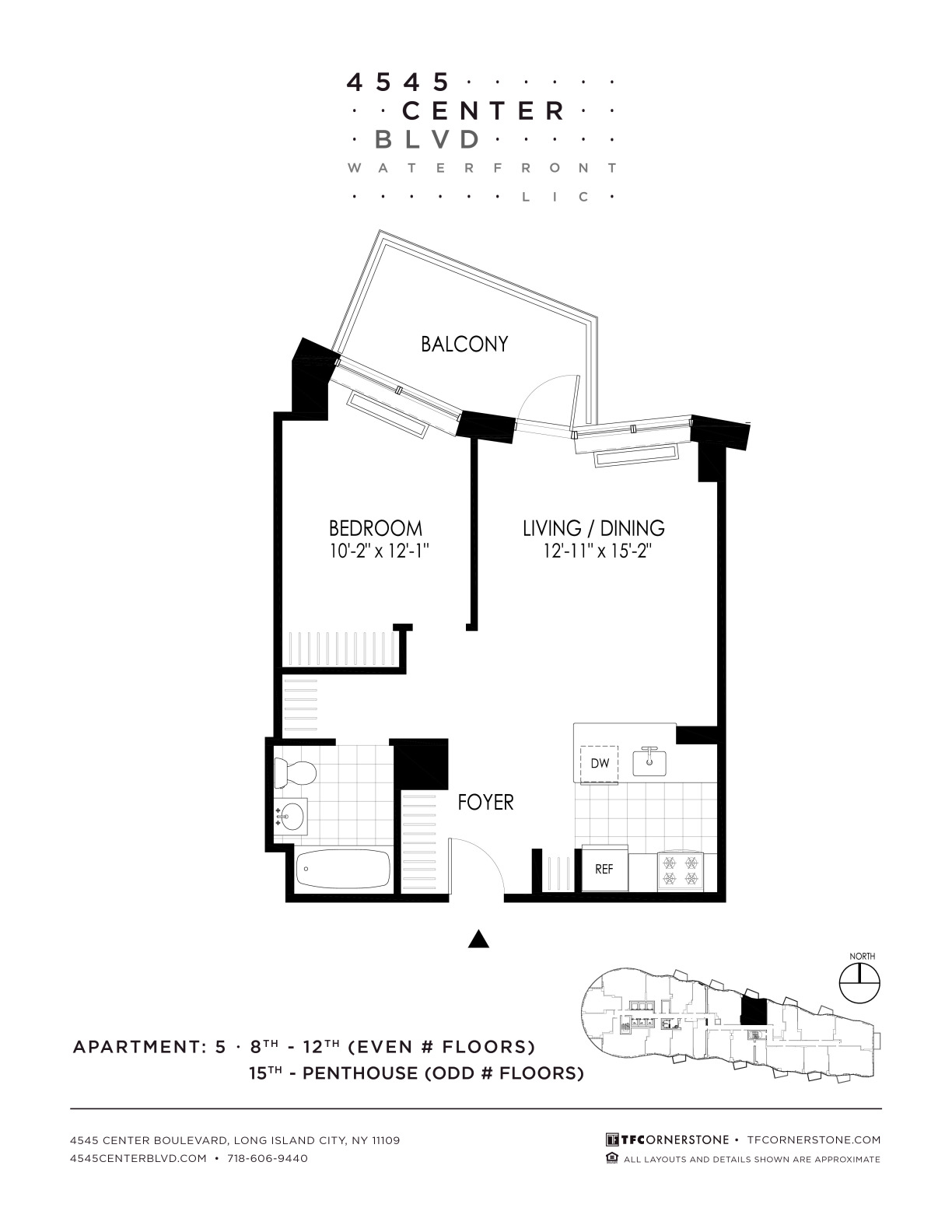 1 Bed apartment at 4545 Center Boulevard, Unit 2105, Long Island City, photo 1 of 3