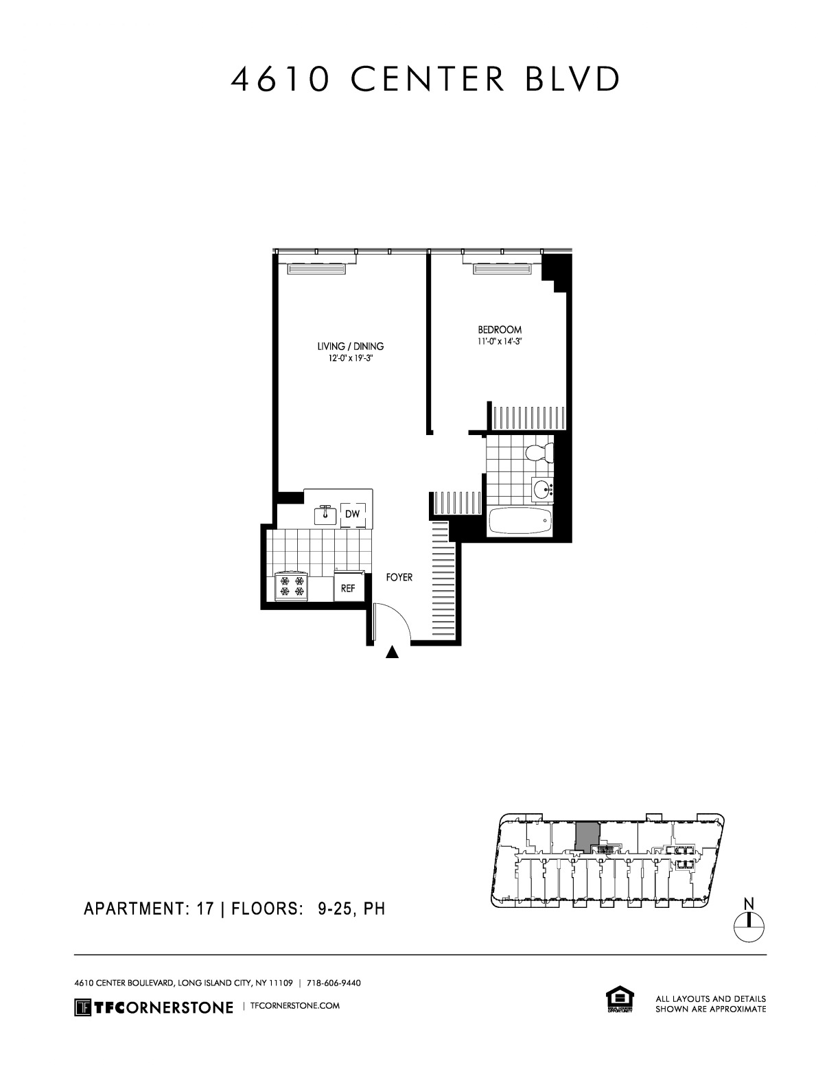 1 Bed apartment at 4610 Center Boulevard, Unit PH17, Long Island City, photo 1 of 3
