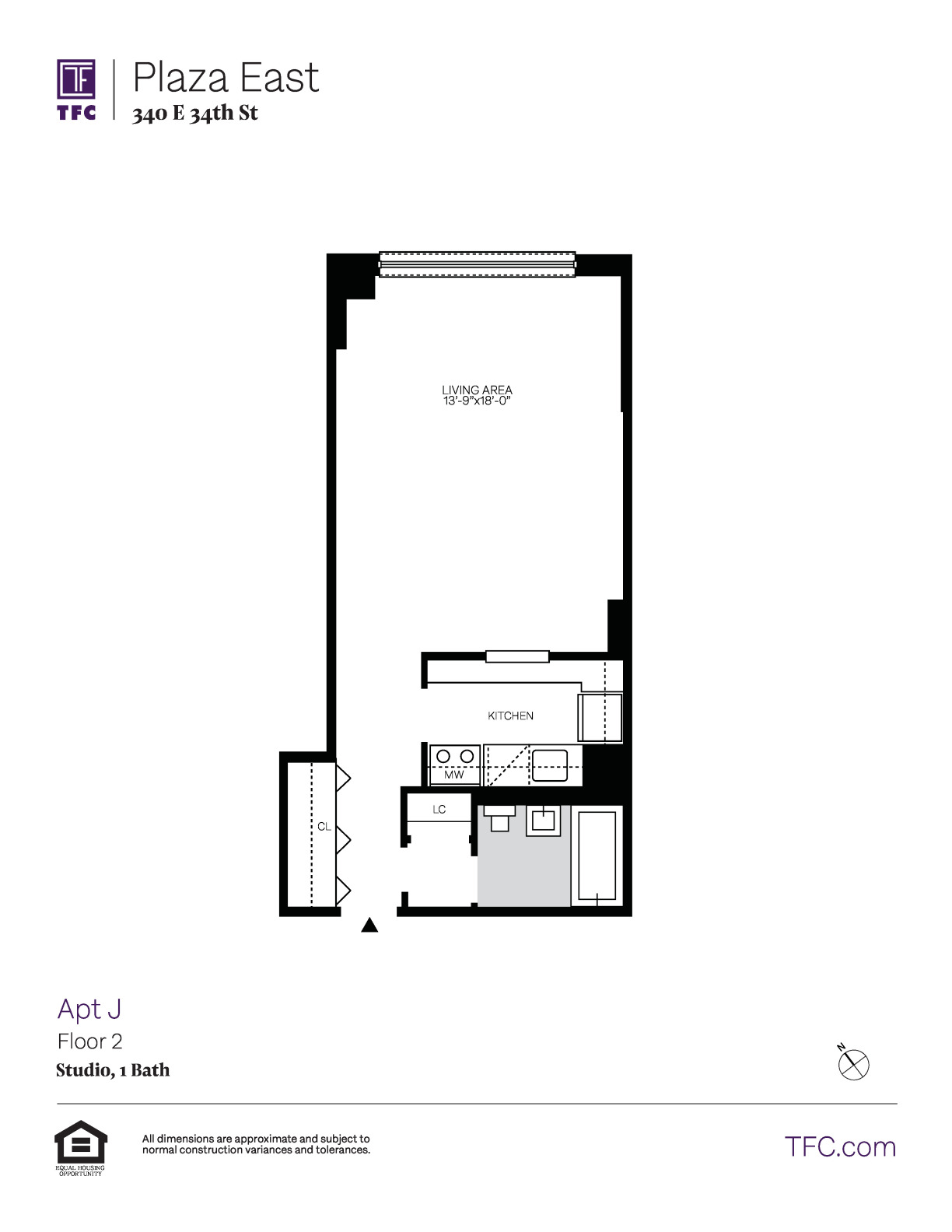 Studio apartment at 340 East 34th Street, Unit 02J, Kips Bay, photo 1 of 3